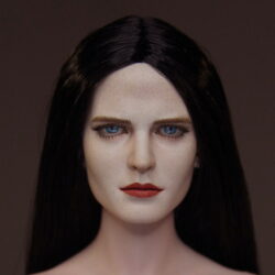 Eva Green - black wig painted head 150 USD (deposit 65 USD)